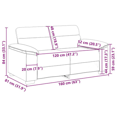 2-Seater Sofa Light Grey 120 cm Fabric