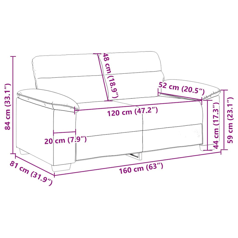 2-Seater Sofa Black 120 cm Fabric