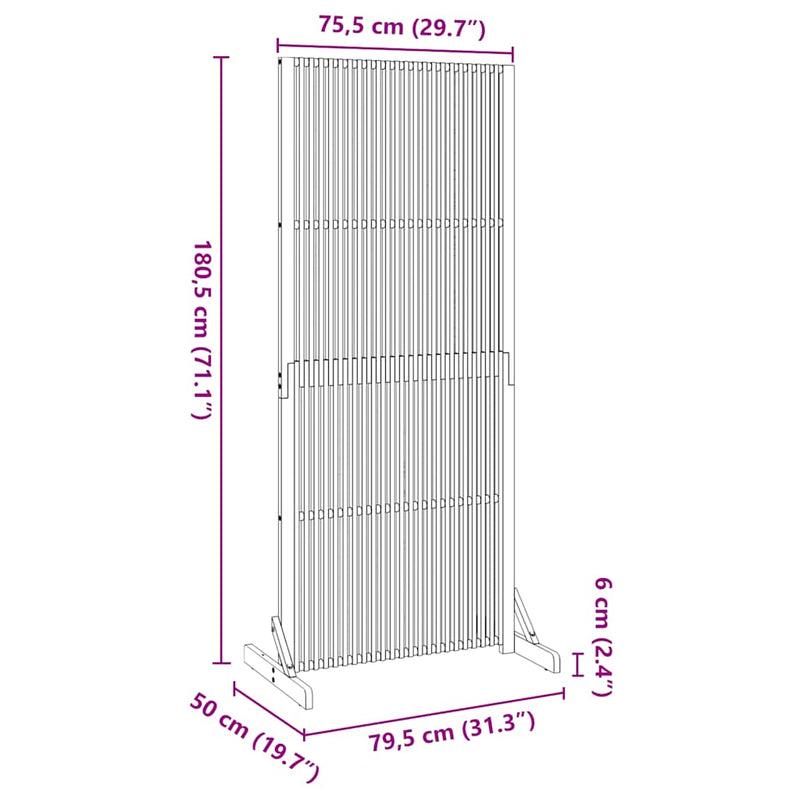 Privacy Screen Indoor/Outdoor 180.5 cm Solid Acacia Wood