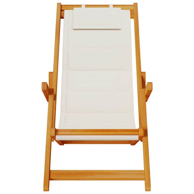 Folding Beach Chair with Armrests Light Grey Acacia Wood & Textilene