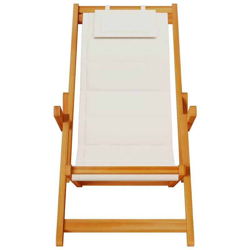 Folding Beach Chair with Armrests Light Grey Acacia Wood & Textilene