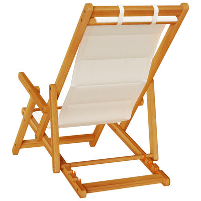 Folding Beach Chair with Armrests Light Grey Acacia Wood & Textilene