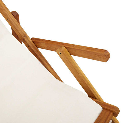 Folding Beach Chair with Armrests Light Grey Acacia Wood & Textilene