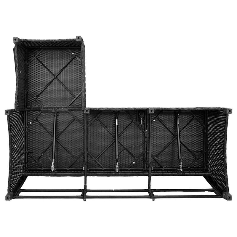 Reclining Garden Sofa with Cushions L-shaped Black Poly Rattan