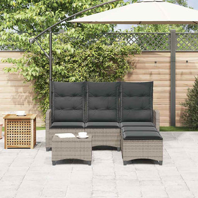 3 Piece Garden Sofa Set with Cushions L-shaped Grey Poly Rattan