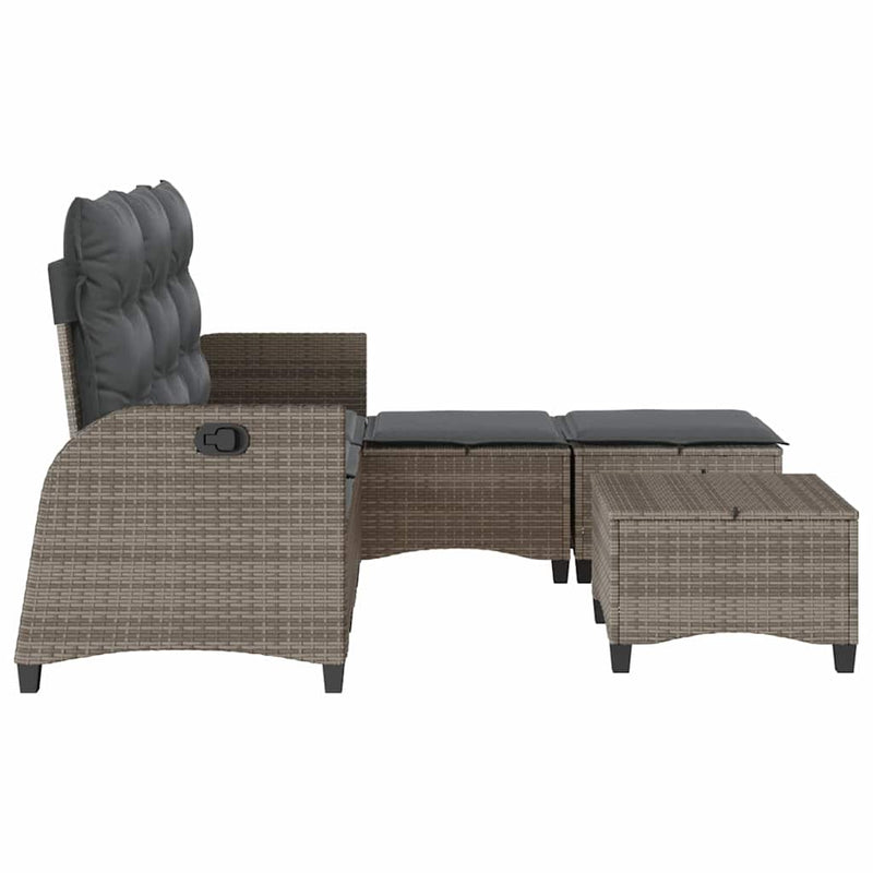 3 Piece Garden Sofa Set with Cushions L-shaped Grey Poly Rattan