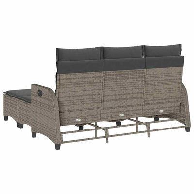 3 Piece Garden Sofa Set with Cushions L-shaped Grey Poly Rattan