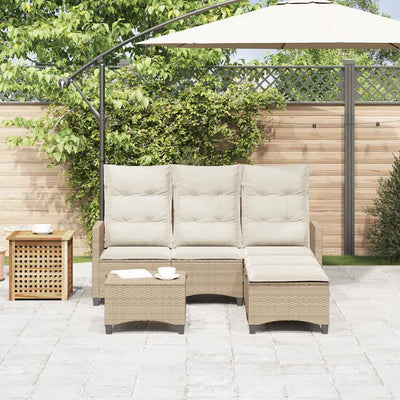 3 Piece Garden Sofa Set with Cushions L-shaped Beige Poly Rattan