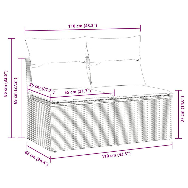 4 Piece Garden Sofa Set with Cushions Grey Poly Rattan Acacia