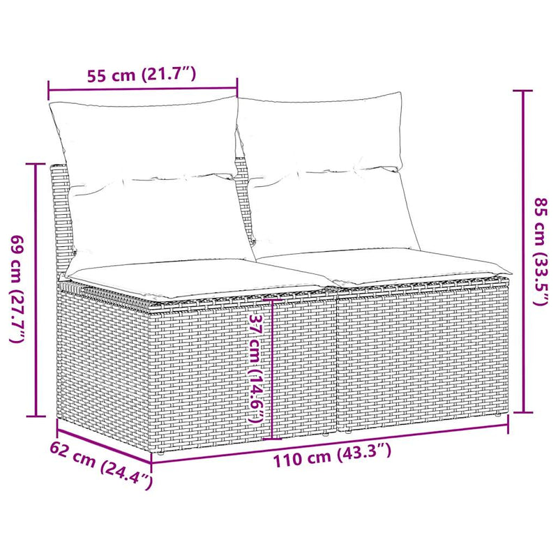 4 Piece Garden Sofa Set with Cushions Beige Poly Rattan Acacia