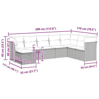 8 Piece Garden Sofa Set with Cushions Grey Poly Rattan