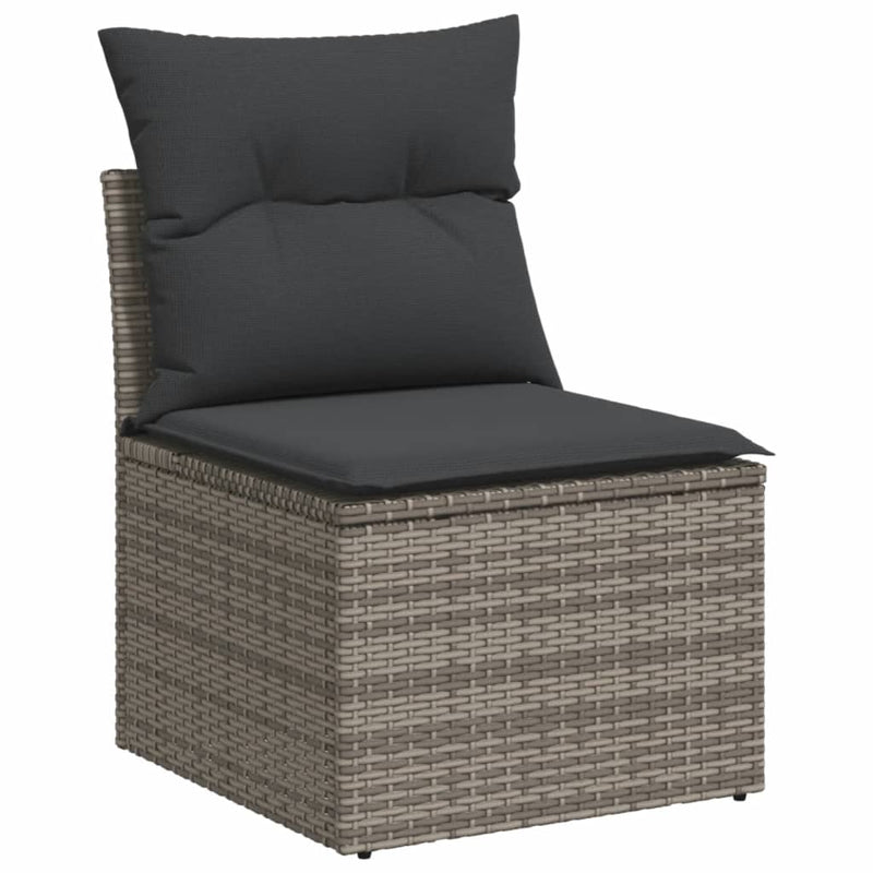 5 Piece Garden Sofa Set with Cushions Grey Poly Rattan