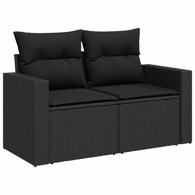 6 Piece Garden Sofa Set with Cushions Black Poly Rattan