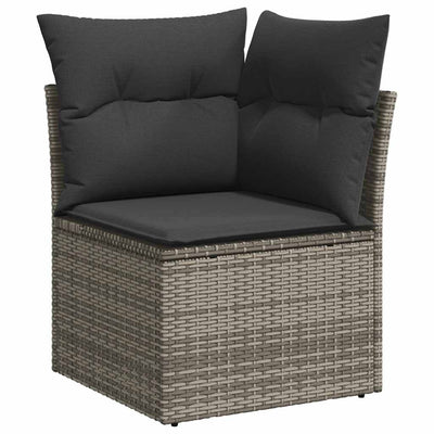 6 Piece Garden Sofa Set with Cushions Grey Poly Rattan