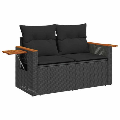 4 Piece Garden Sofa Set with Cushions Black Poly Rattan