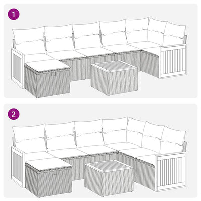 8 Piece Garden Sofa Set with Cushions Grey Poly Rattan