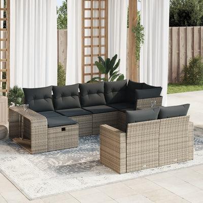 10 Piece Garden Sofa Set with Cushions Grey Poly Rattan