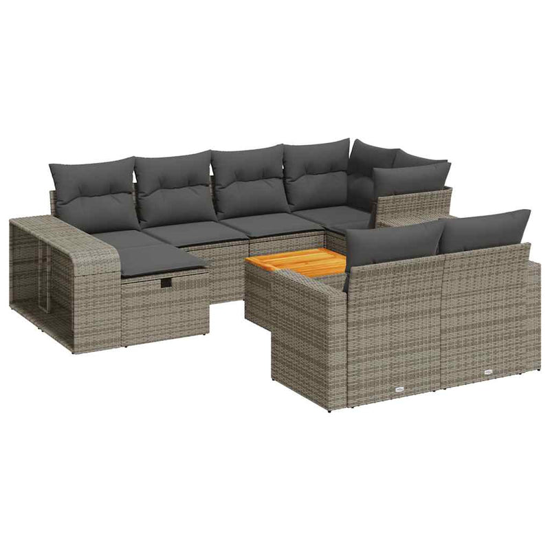 11 Piece Garden Sofa Set with Cushions Grey Poly Rattan