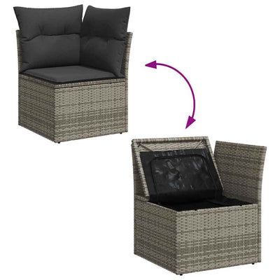 6 Piece Garden Sofa Set with Cushions Grey Poly Rattan