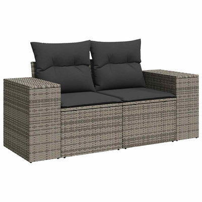 6 Piece Garden Sofa Set with Cushions Grey Poly Rattan Acacia