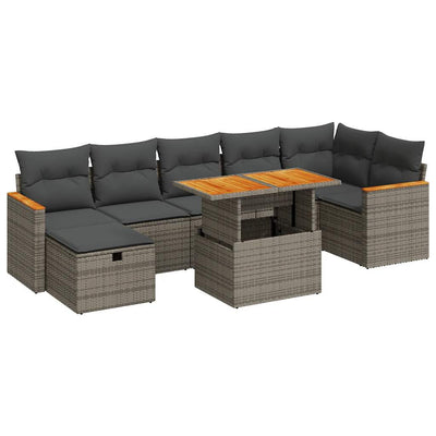 5 Piece Garden Sofa Set with Cushions Grey Poly Rattan