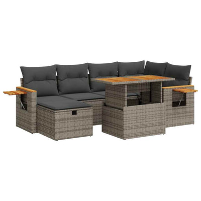 8 Piece Garden Sofa Set with Cushions Grey Poly Rattan