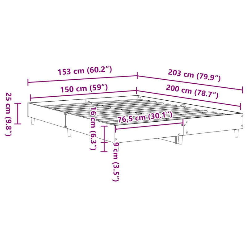 Bed Frame No Mattress White 150x200 cm Engineered Wood