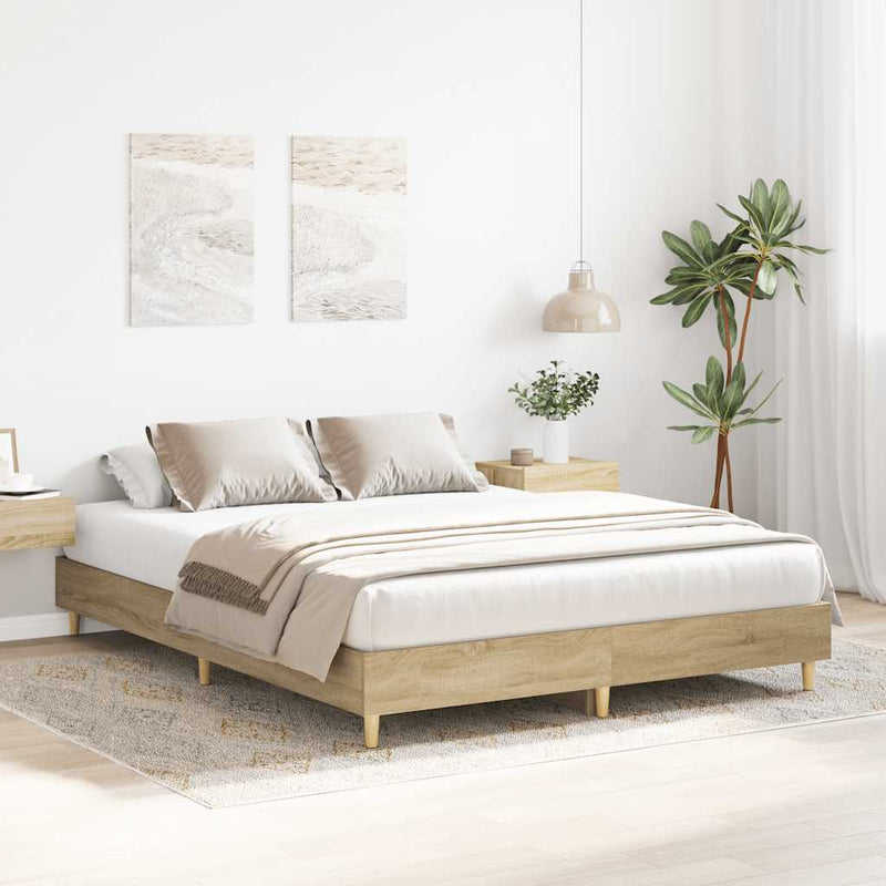 Bed Frame No Mattress Sonoma Oak 150x200 cm Engineered Wood