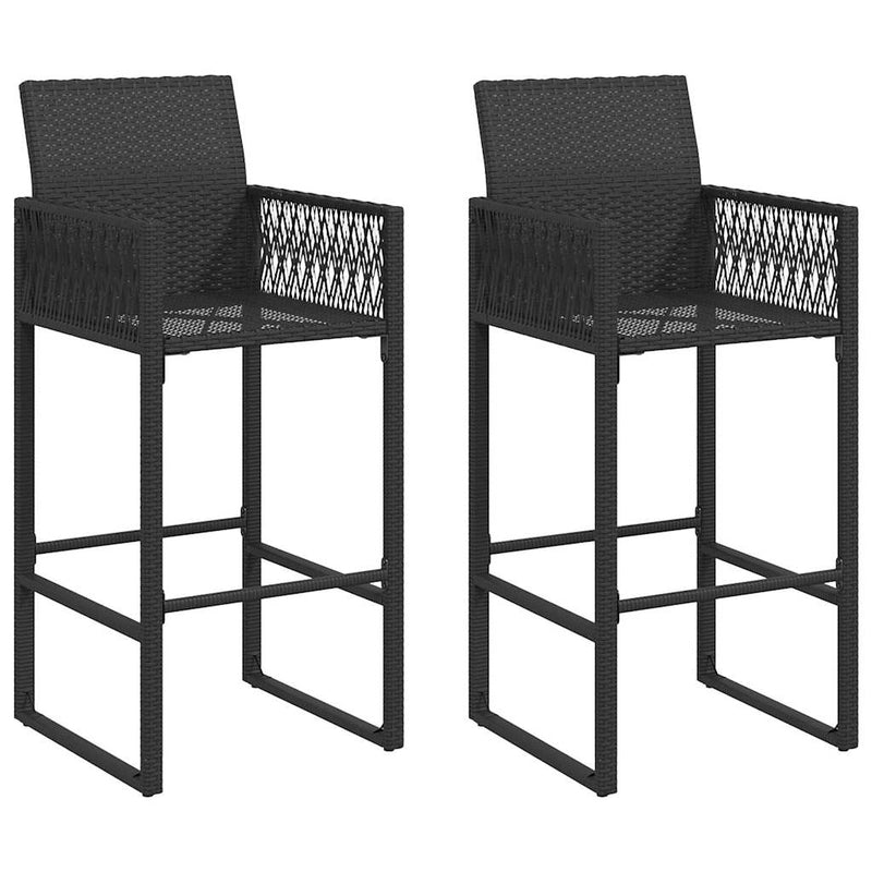 3 Piece Garden Bar Set without Cushions Black Poly Rattan Acacia