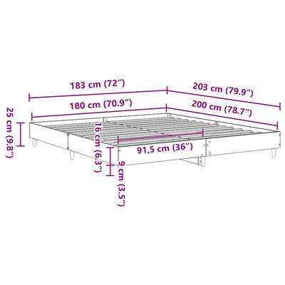 Bed Frame without Mattress Sonoma Oak 180x200cm Engineered Wood