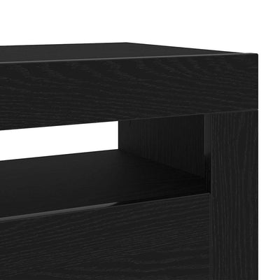 TV Cabinet with LED Black Oak 90x35x40 cm Engineered Wood