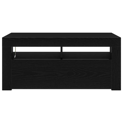 TV Cabinet with LED Black Oak 90x35x40 cm Engineered Wood