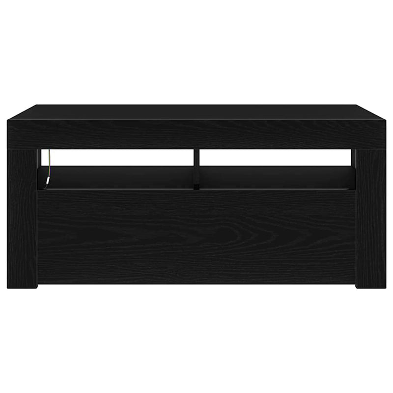 TV Cabinet with LED Black Oak 90x35x40 cm Engineered Wood