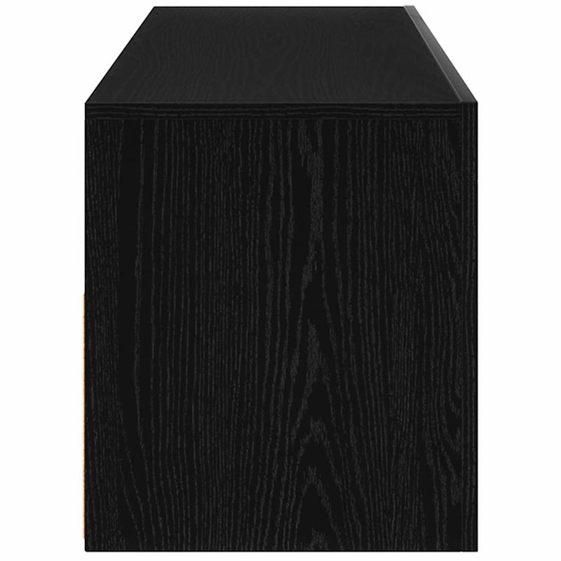 TV Cabinet with LED Black Oak 90x35x40 cm Engineered Wood