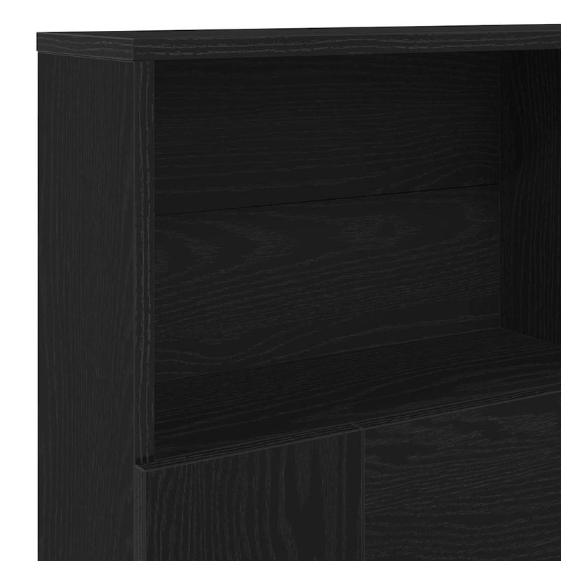 Headboard Cabinet with Shelf Black oak 200 x 19 x 103.5 cm