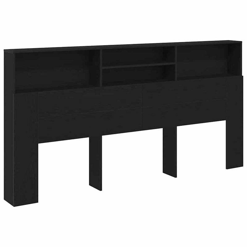 Headboard Cabinet with Shelf Black oak 200 x 19 x 103.5 cm