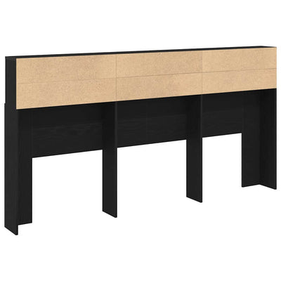 Headboard Cabinet with Shelf Black oak 200 x 19 x 103.5 cm