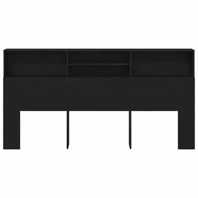 Headboard Cabinet with Shelf Black oak 200 x 19 x 103.5 cm