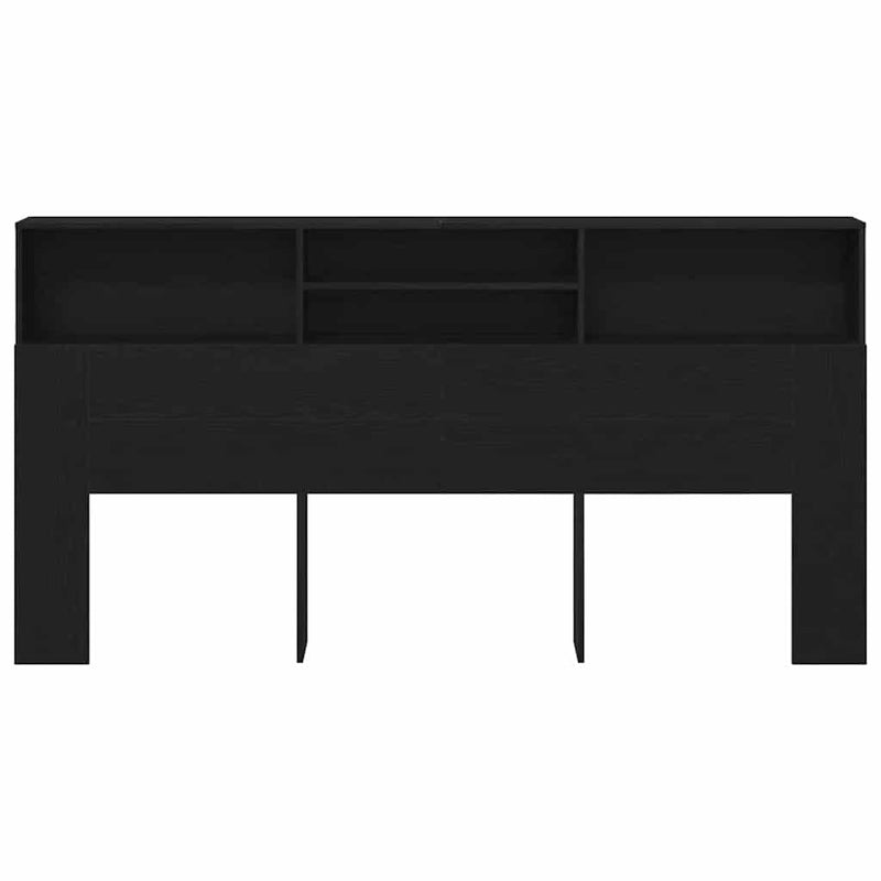 Headboard Cabinet with Shelf Black oak 200 x 19 x 103.5 cm