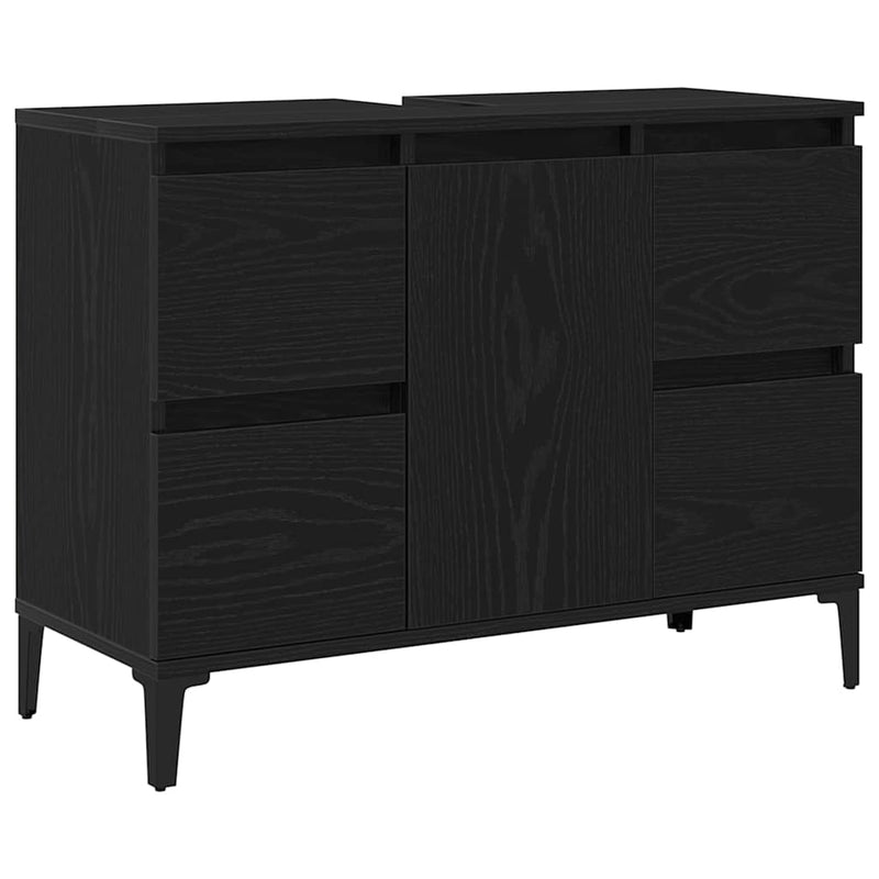 Sink cabinet Black oak 80 x 33 x 60 cm Engineered Wood