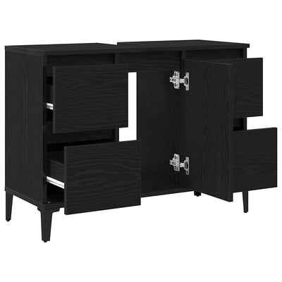 Sink cabinet Black oak 80 x 33 x 60 cm Engineered Wood