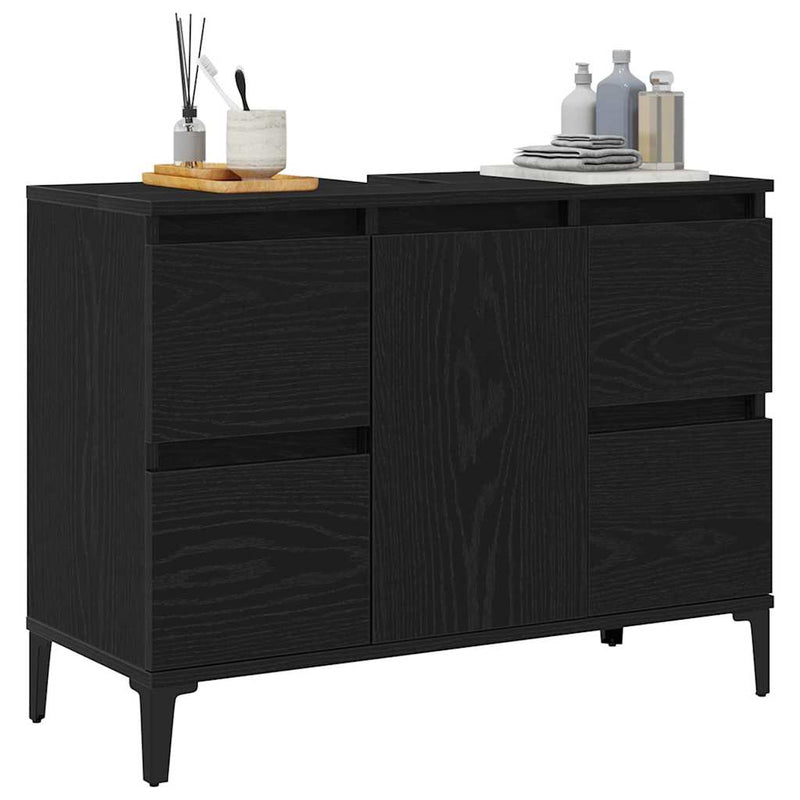 Sink cabinet Black oak 80 x 33 x 60 cm Engineered Wood
