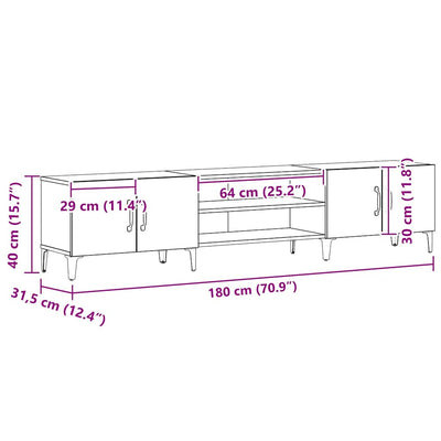 TV Cabinet Black oak 180 x 31.5 x 40 cm Engineered wood
