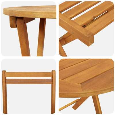 Garden Bistro Set with Cushion 3 pcs Brown Solid acacia wood
