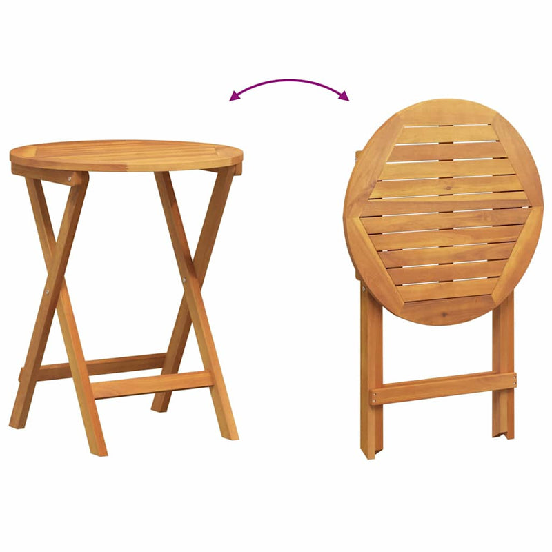 Garden Bistro Set with Cushion 3 pcs Brown Solid acacia wood