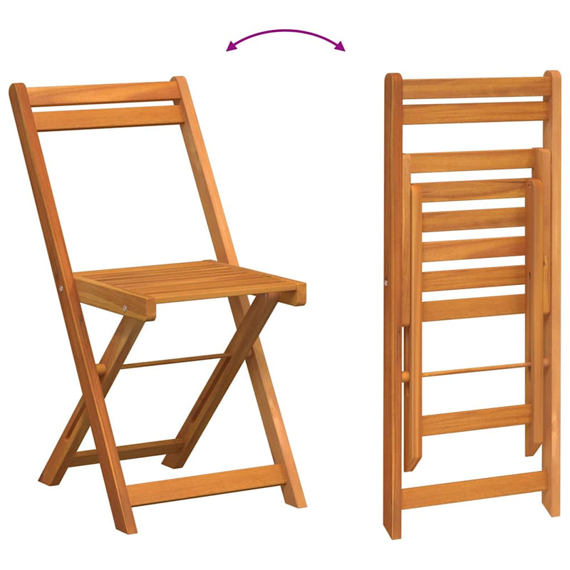 Garden Bistro Set with Cushion 3 pcs Brown Solid acacia wood