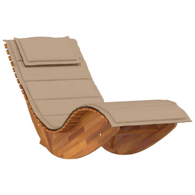 Rocking Sun Lounger with Cushion Solid Wood Acacia