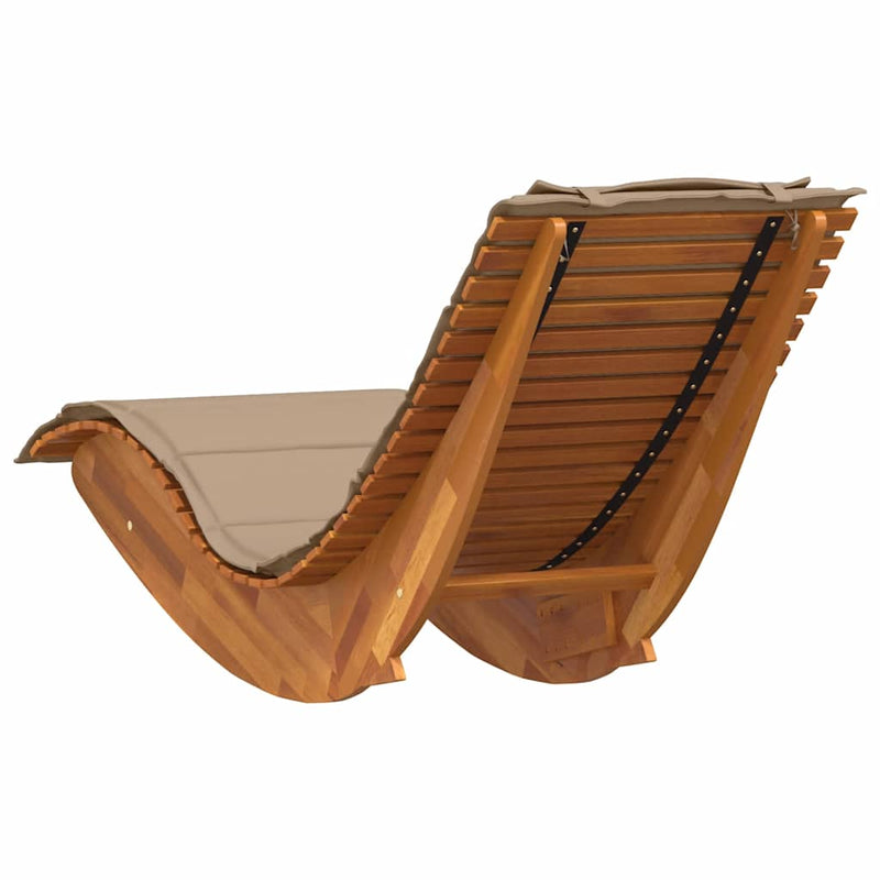 Rocking Sun Lounger with Cushion Solid Wood Acacia