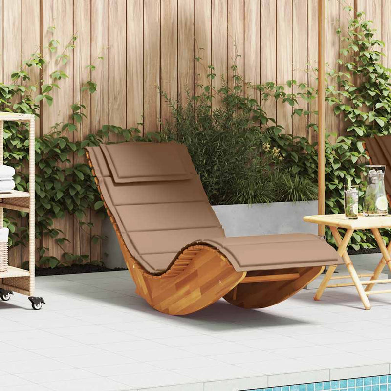 Rocking Sun Lounger with Cushion Solid Wood Acacia