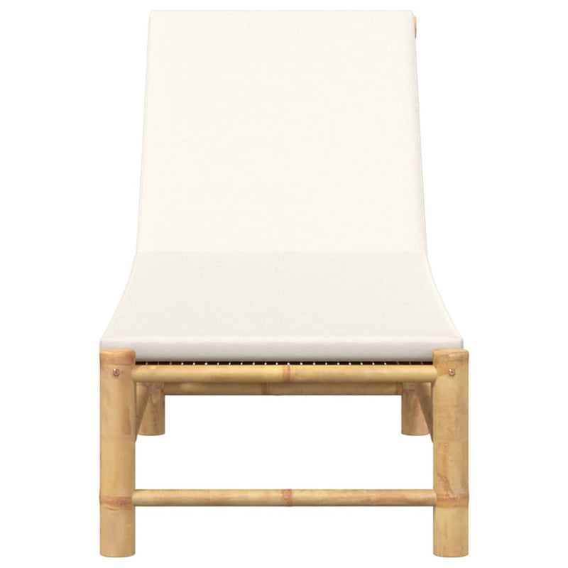 Sun Lounger with Cushions 55x199x30 cm Bamboo